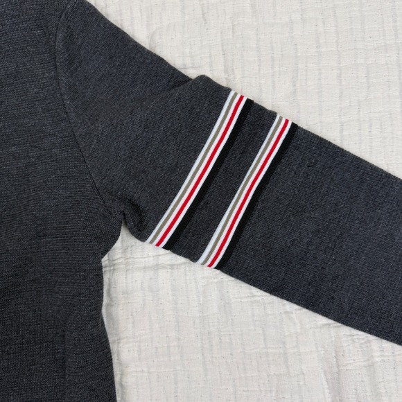 Zara Man Cardigan Mens Gray Stripe Trim Long Sleeve Knit Sweater Coat Size L - Picture 4 of 10